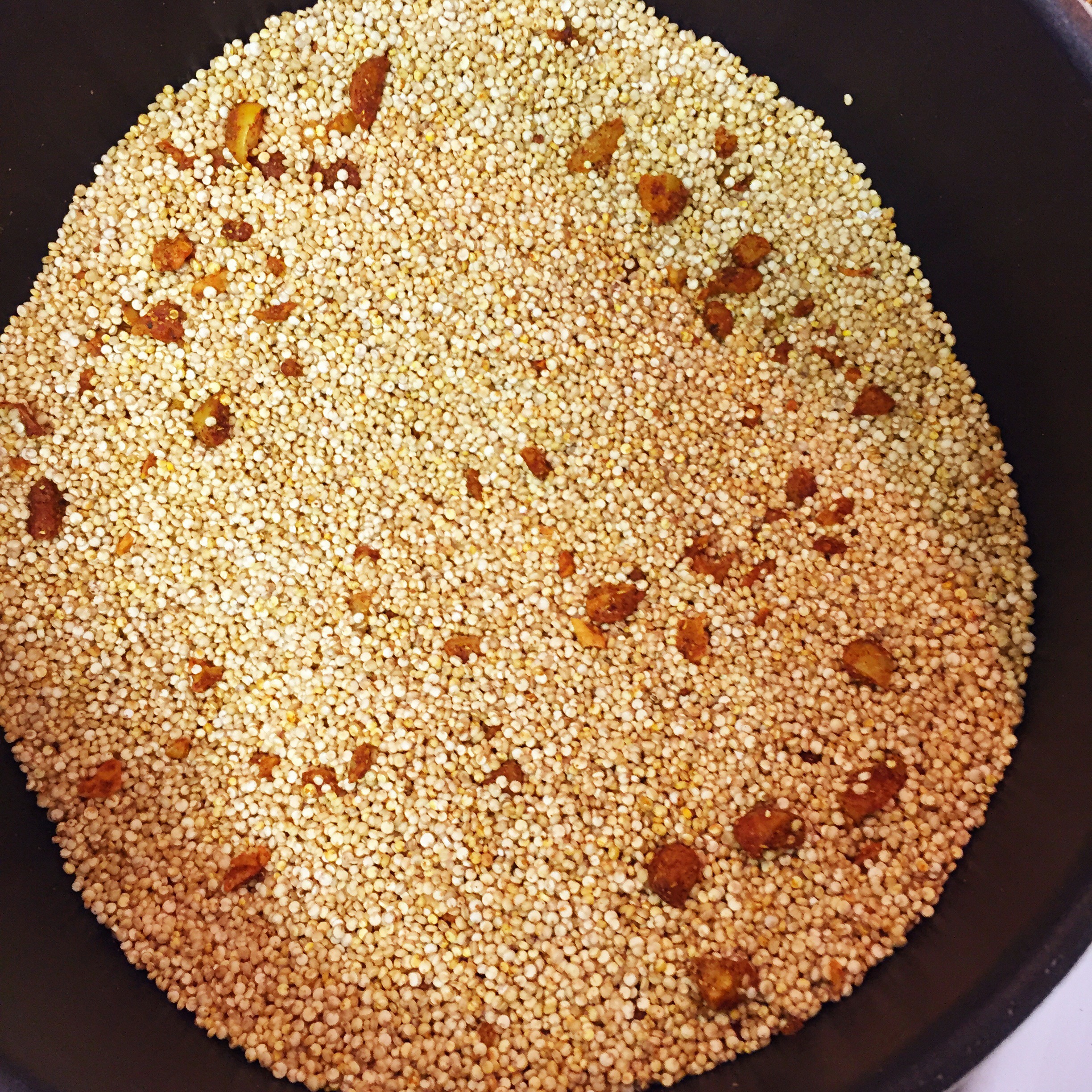 Toasting the quinoa
