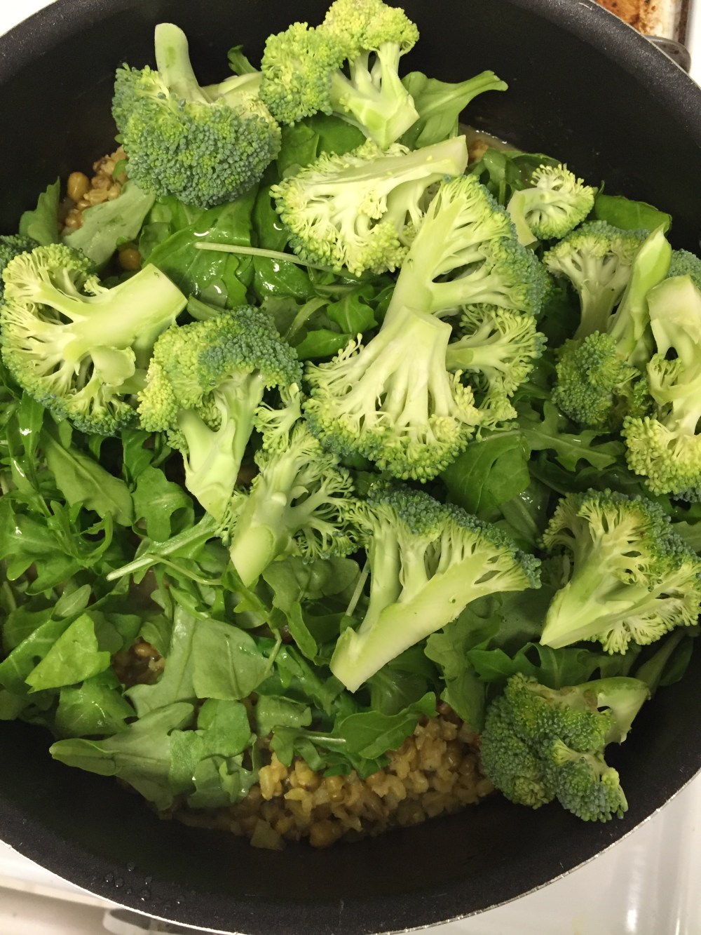 Cook for 40 minutes, then add in green vegetables