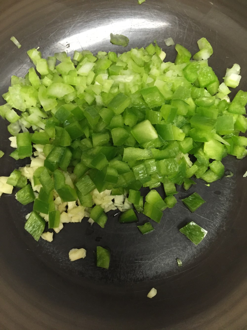 Finely Chopped Celery, Garlic, and Pepper